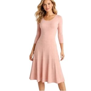 Ralph Lauren • Soft Pink Pleated Knit Midi Dress